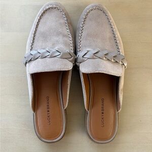 Lucky Brand Tan Leather Loafers with Braided Accent